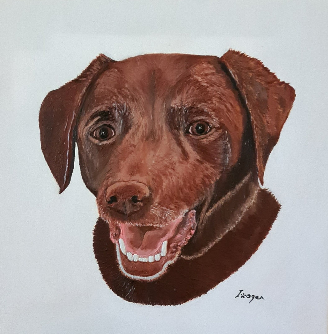 Hand Painted - Chocolate Labrador Portrait