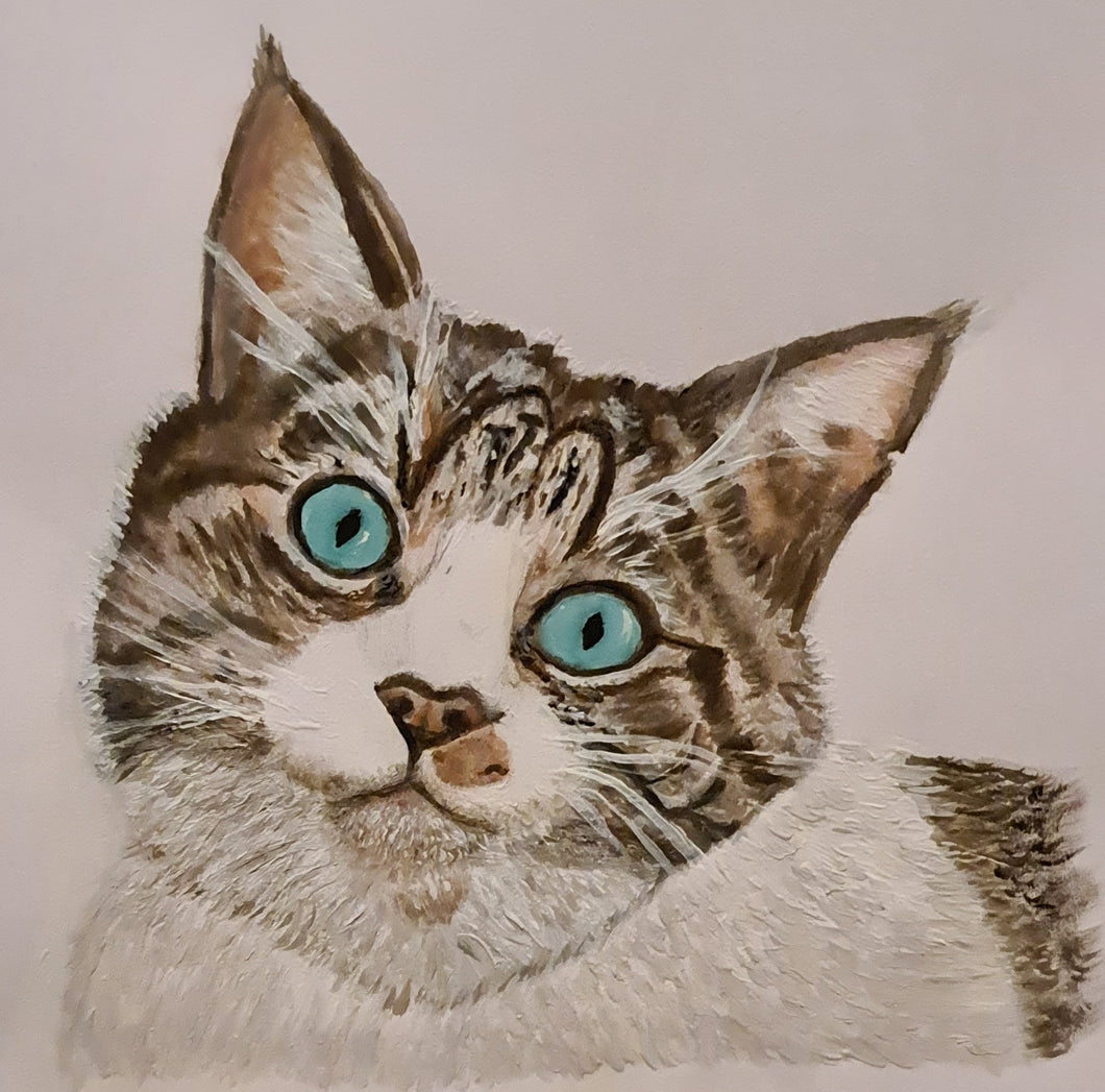 Hand Painted - Tabby Cat Portrait