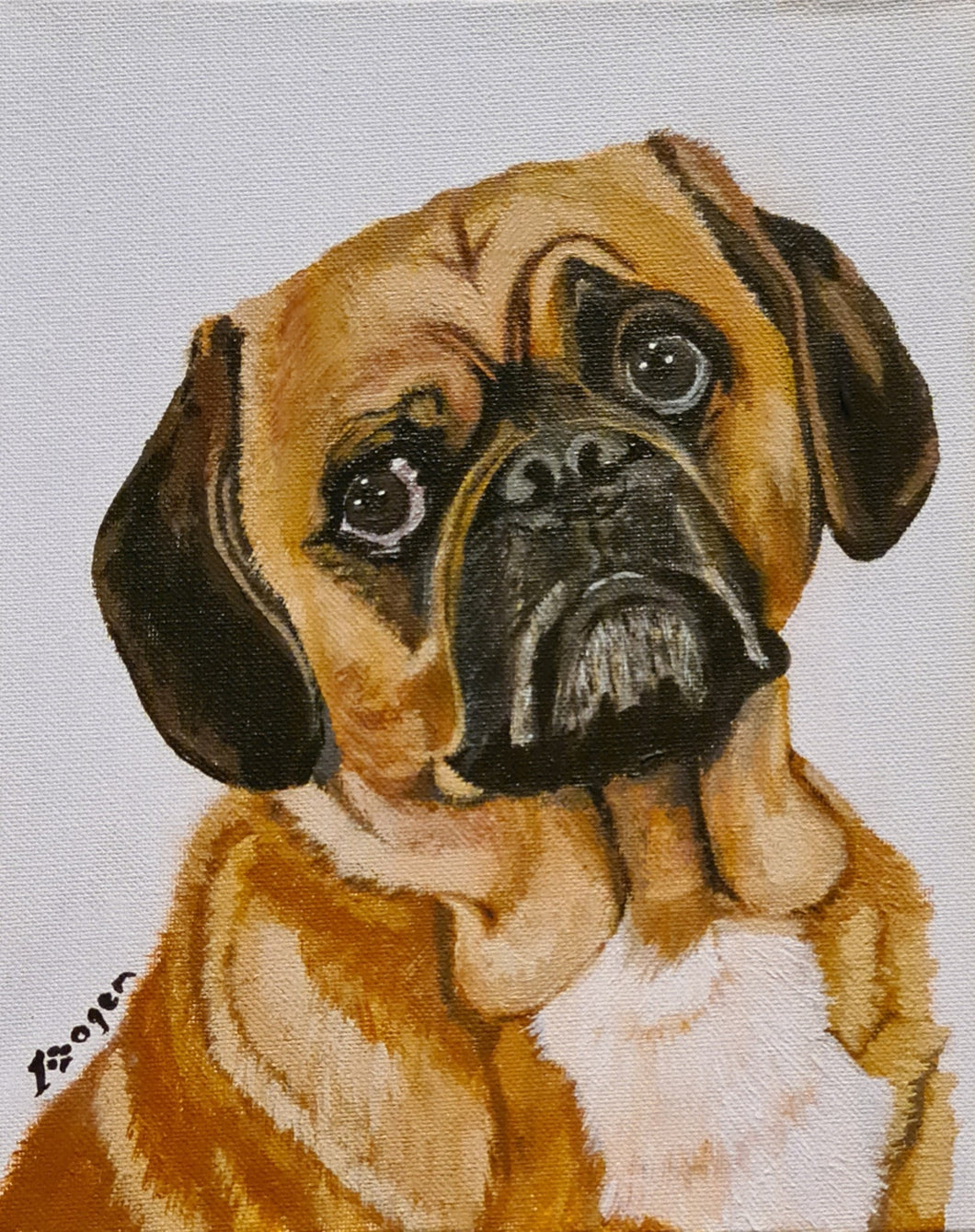 Hand Painted - Pug Dog Portrait